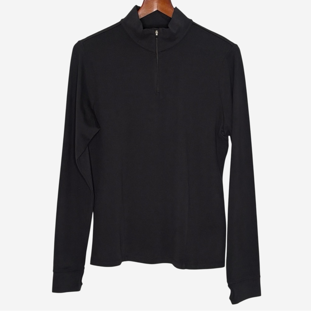 Athleta Power Stretch Half-Zip Pullover Size L Black Soft Style 34145 Vintage